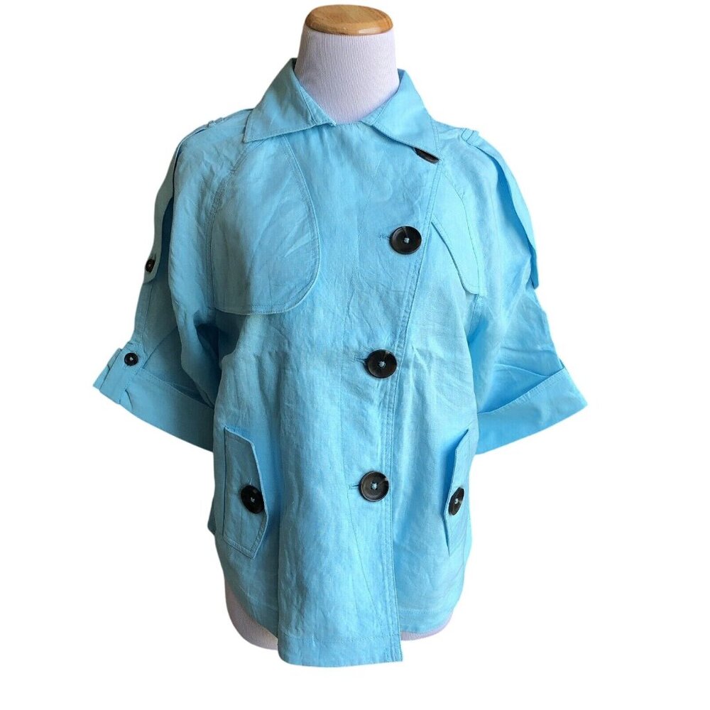NWT! CHICO'S Cropped Linen Trench Jacket - Chico's Size 1 (8)